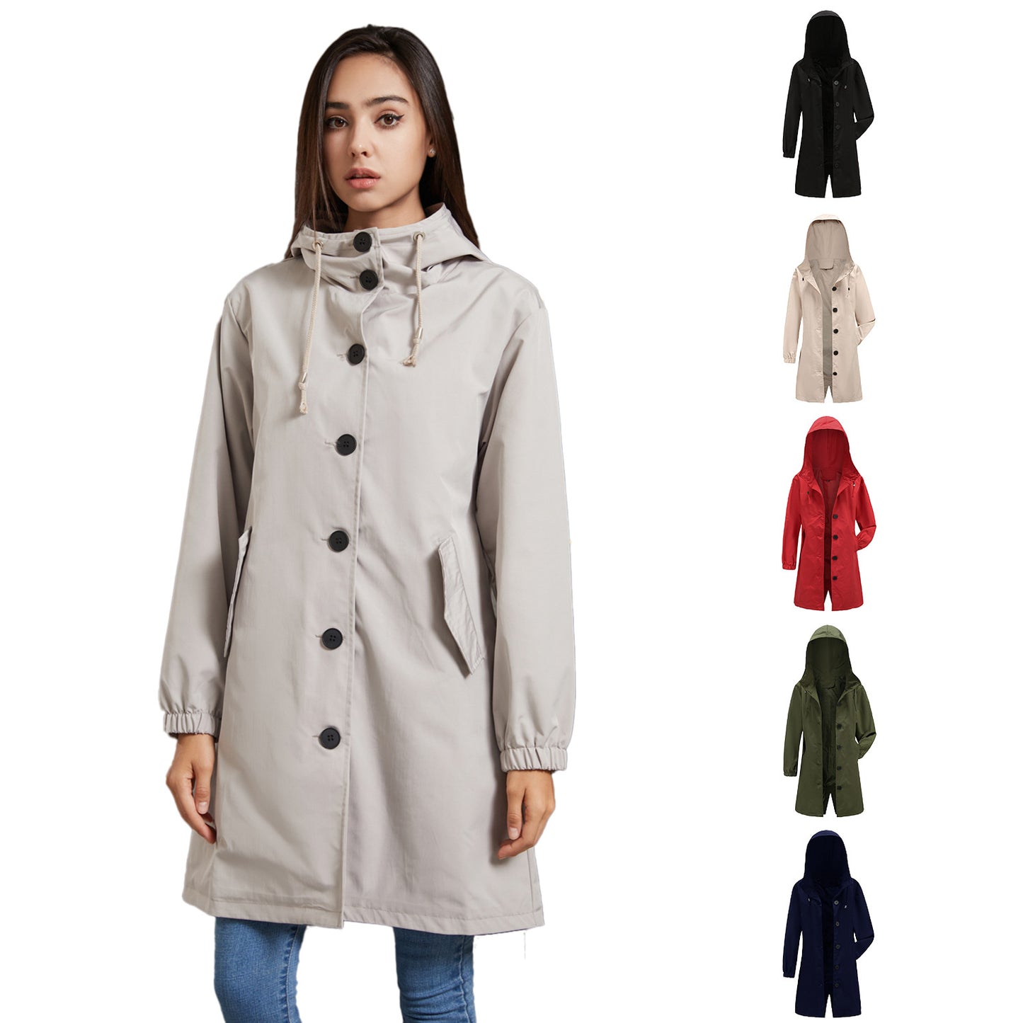 Otoño Invierno impermeable Anorak mujer Casual abrigo largo mujer suelta talla grande gabardina al aire libre