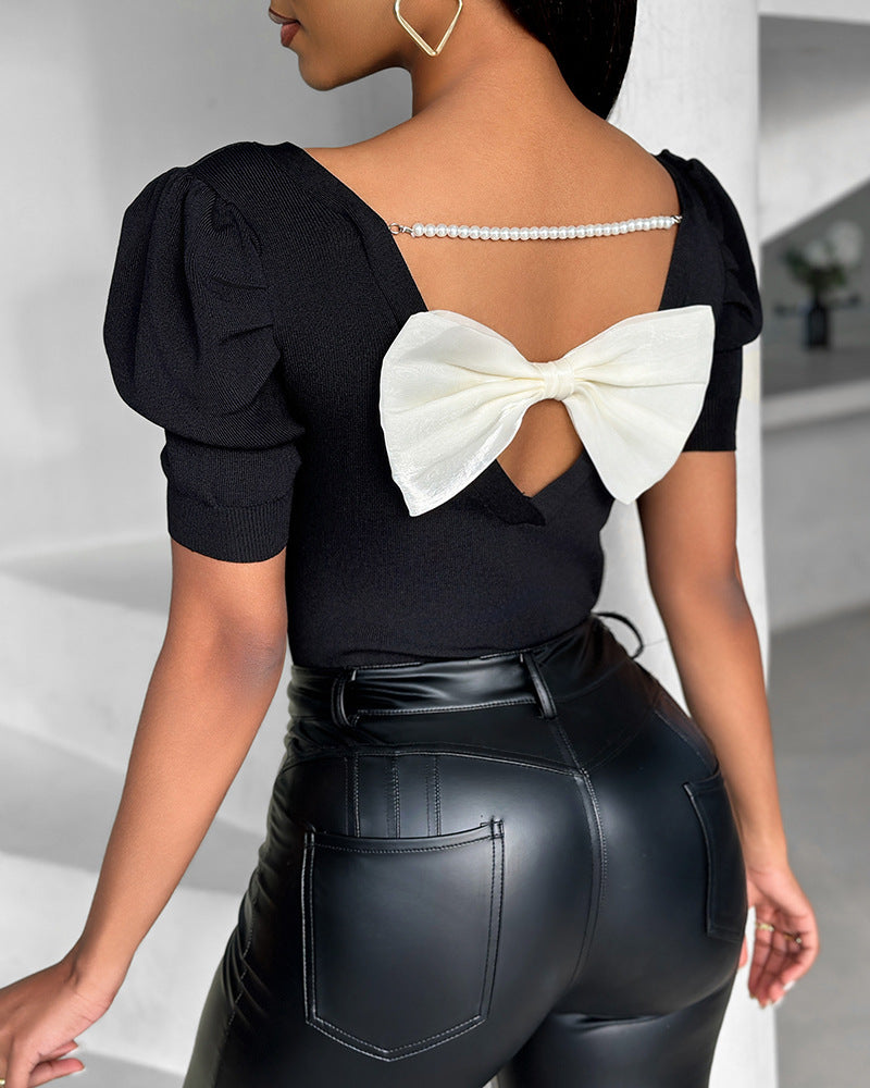 Women's Clothing Fashion Bowknot Design Blouse