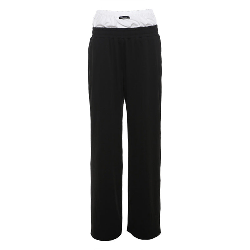 Pantalon décontracté à jambes larges pour femme, coupe ample, coupe droite, coutures, personnalité, automne et hiver