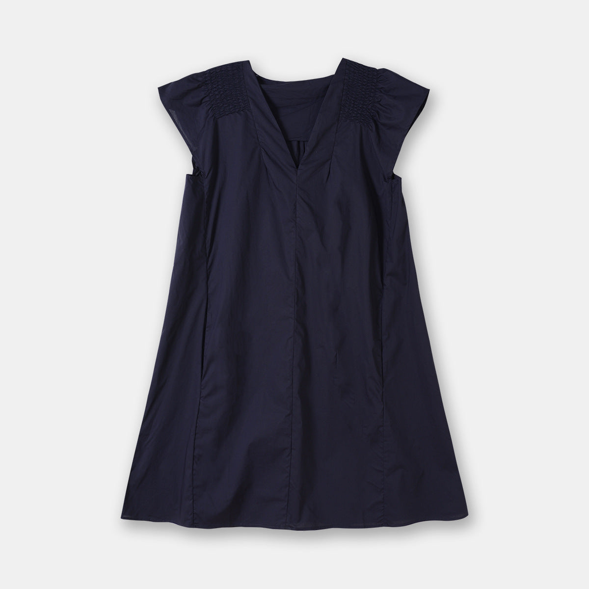 Robe plissée à col en V, manches aux épaules, jupe à manches volantes