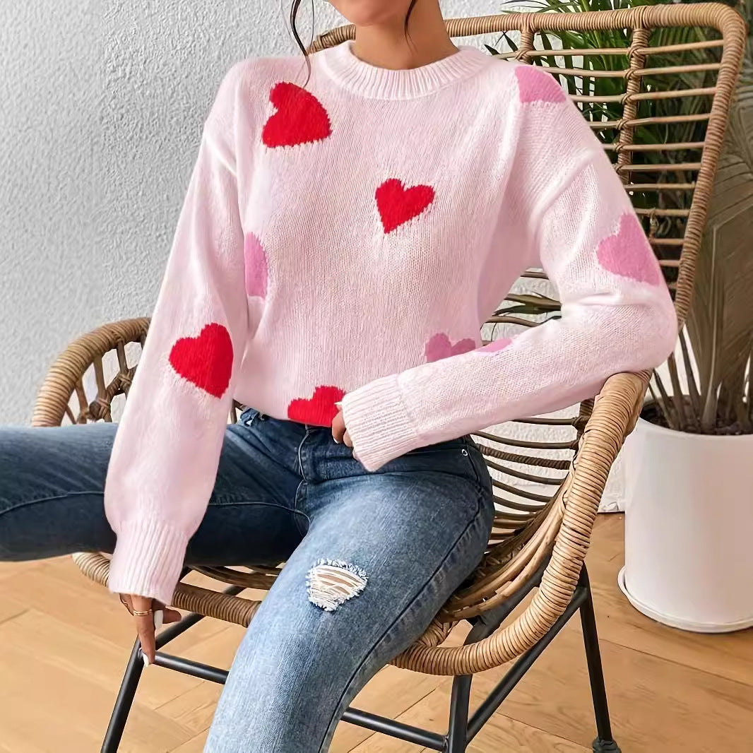 Suéter con estampado de amor para otoño e invierno