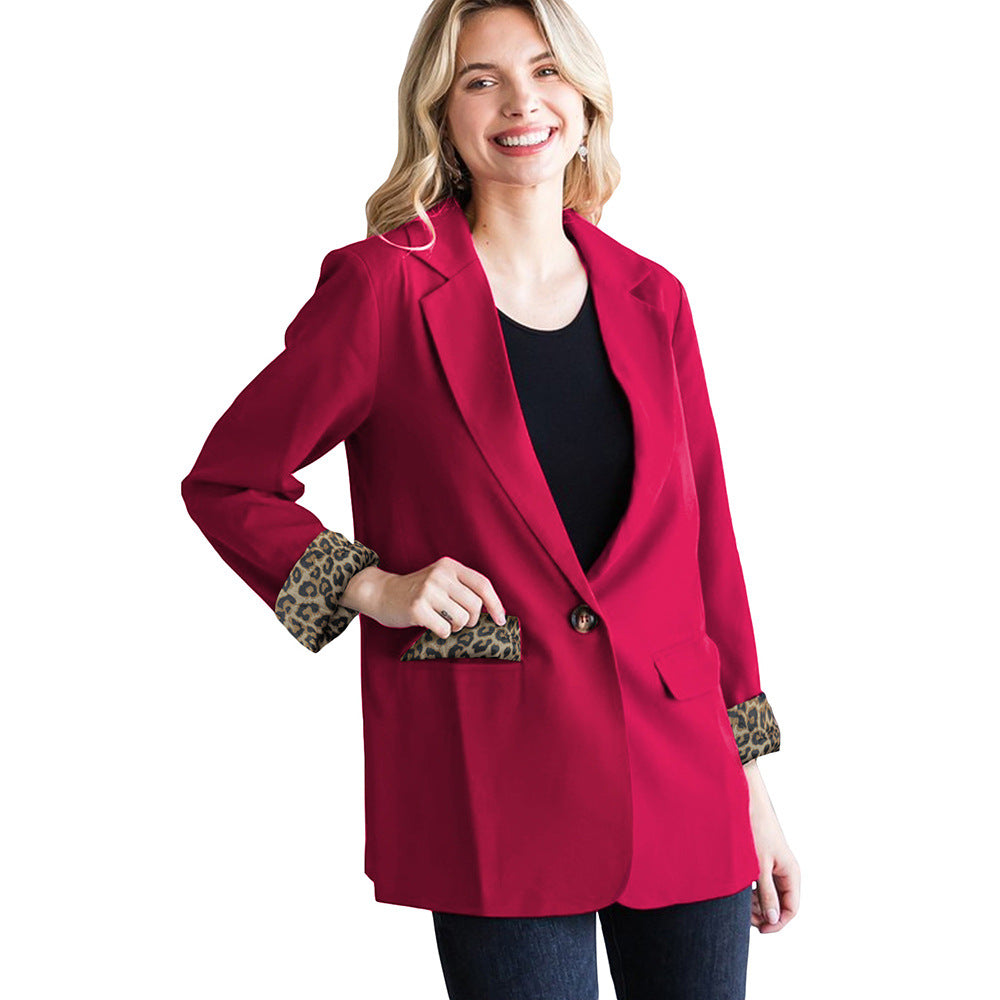 Autumn Winter Solid Color Small Blazer Women Clothing Slim Single Button Coat