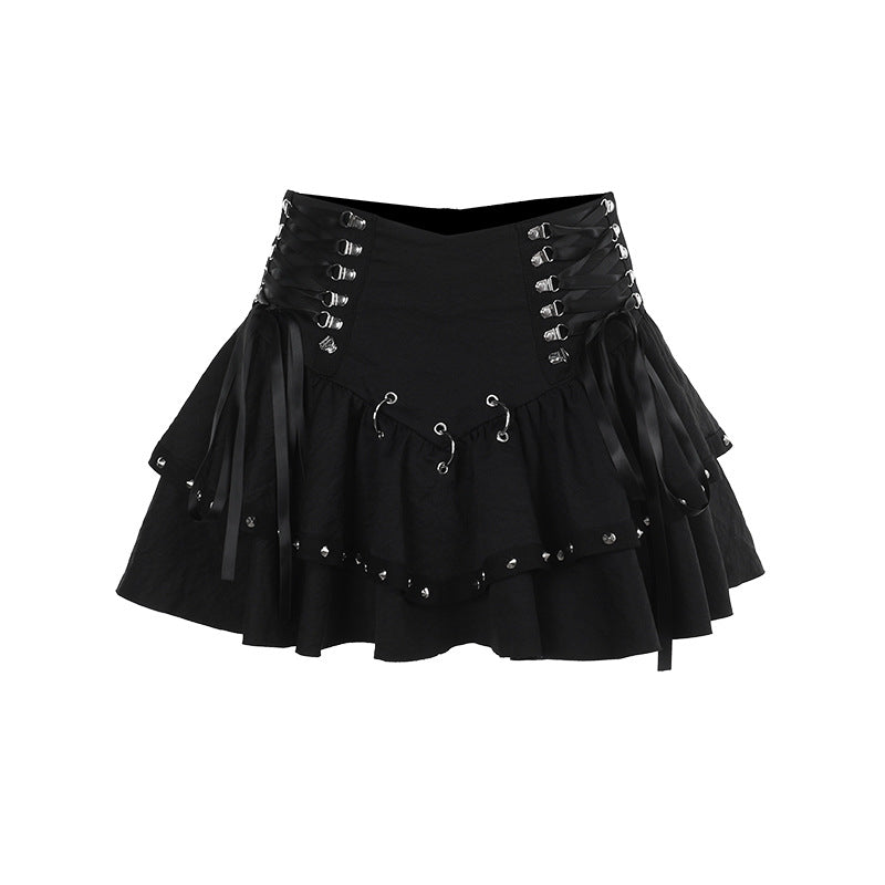 Falda corta sexy de heavy metal negra para mujer, estilo callejero, para Halloween, a juego