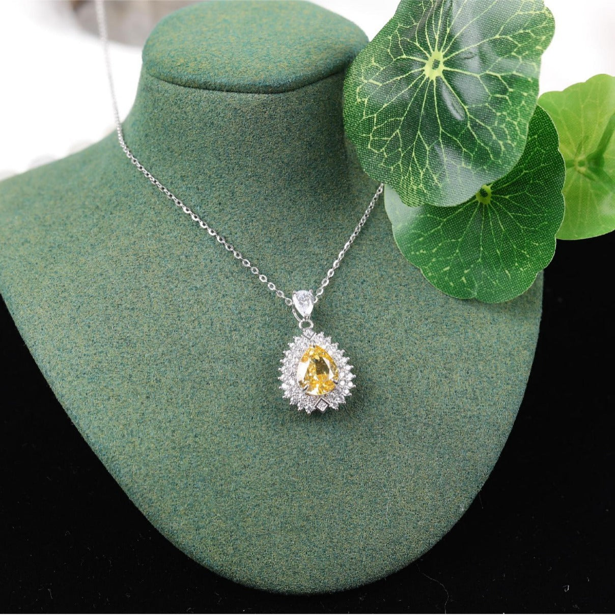 Pendentif en diamant jaune, collier en argent pour femme, Simple et léger, de luxe