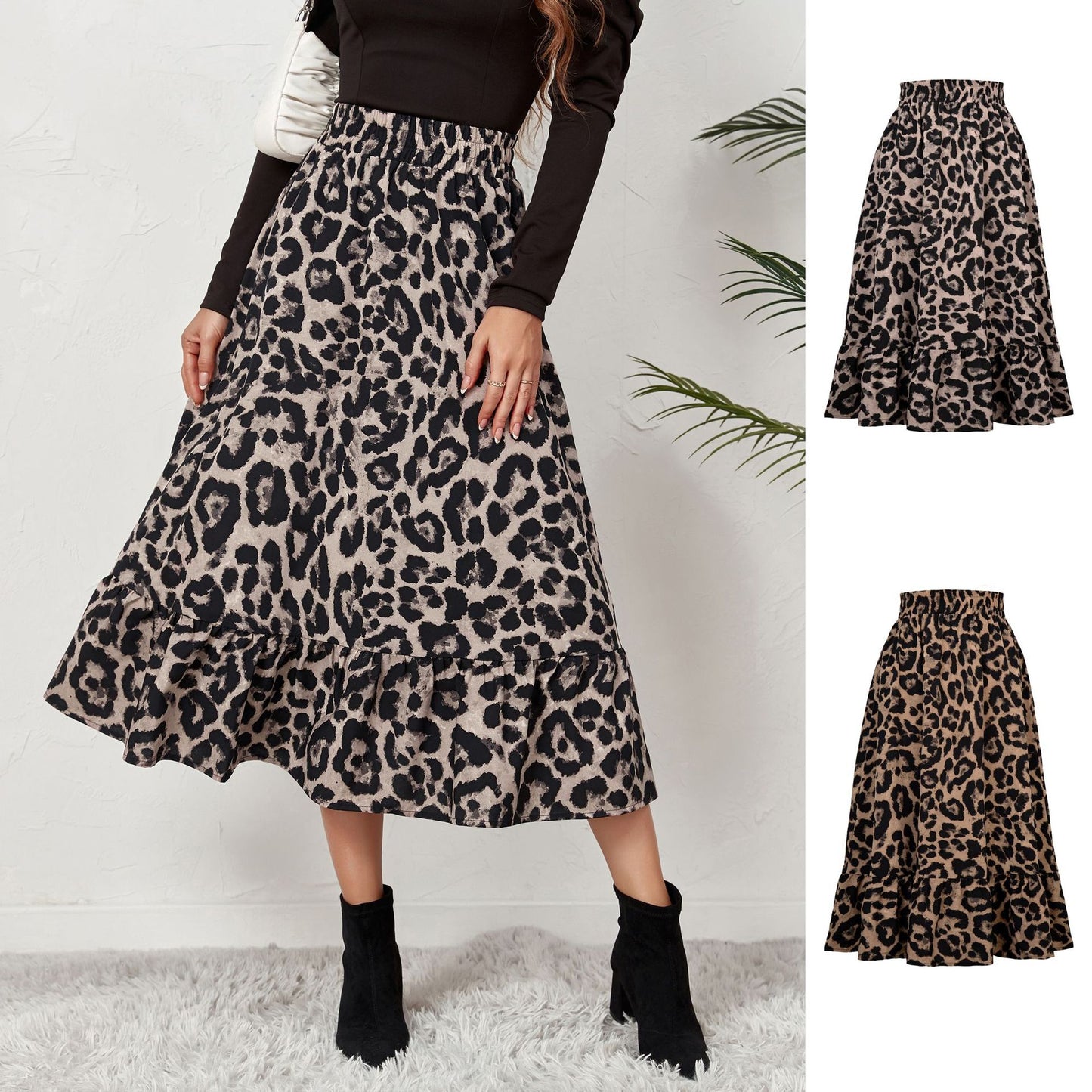 Women's Leopard Print High Waist Skirt