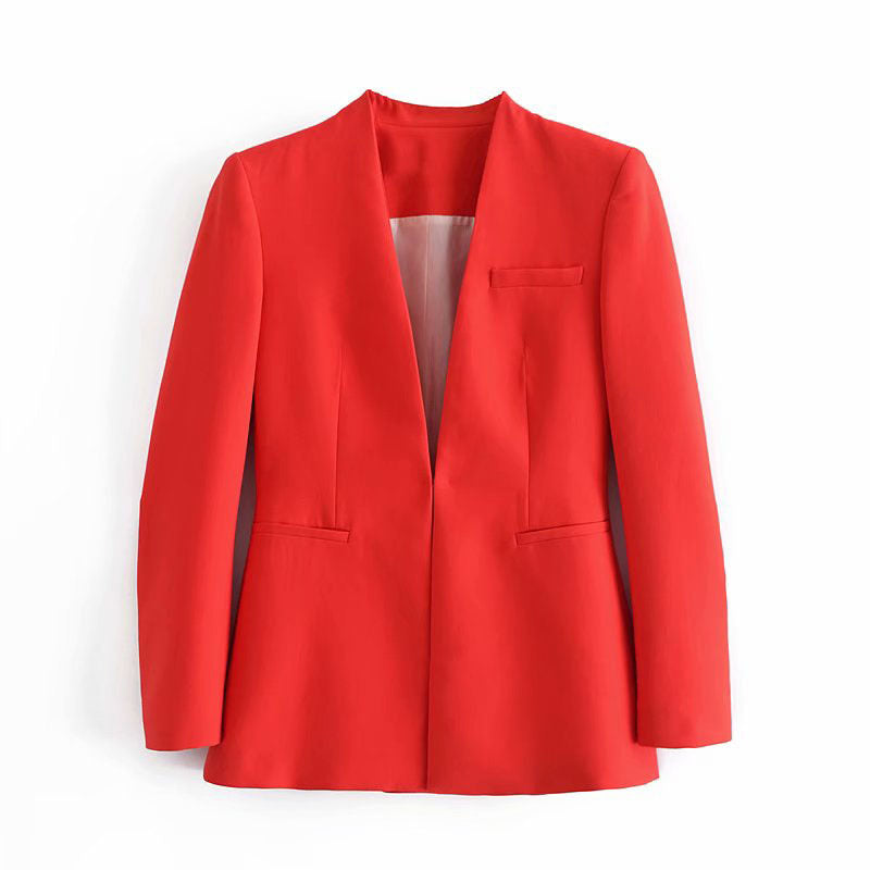 Summer Women Clothing Retro No Collared Blazer