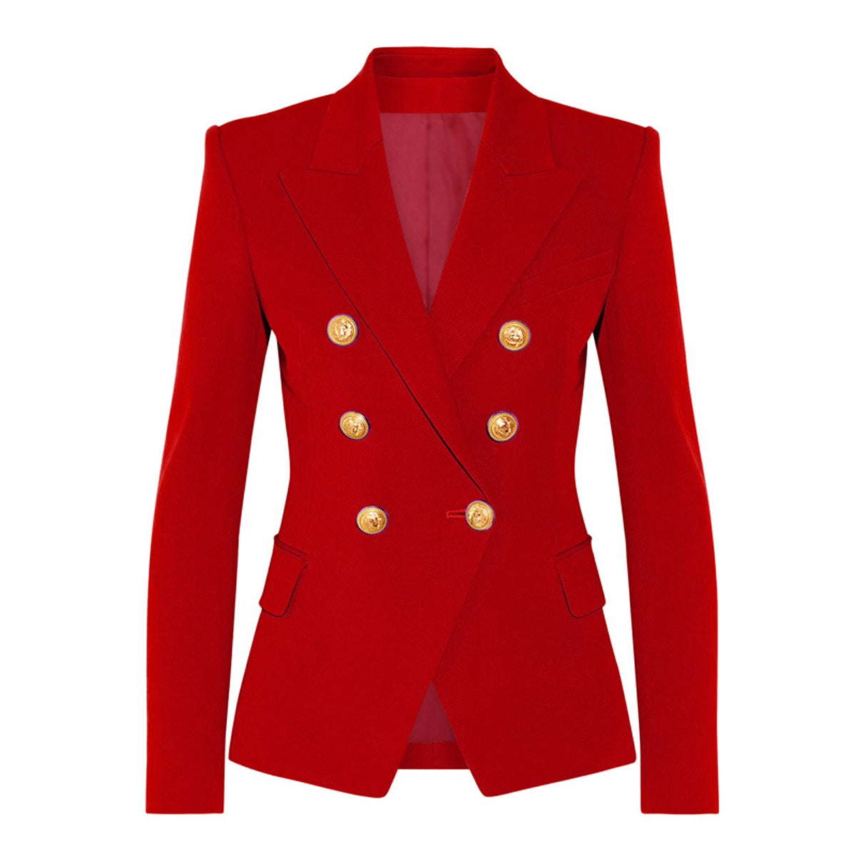 Primavera otoño alta calidad productos superiores mujer Blazer mujer Metal León cabeza hebilla doble botonadura pequeñas Blazers