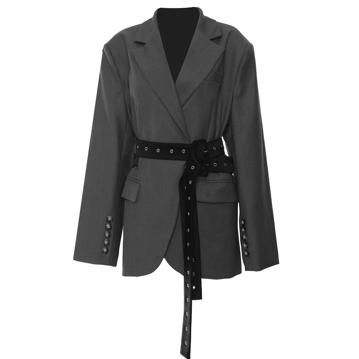 Blazer déconstruction à double ceinture pour femme, automne et hiver