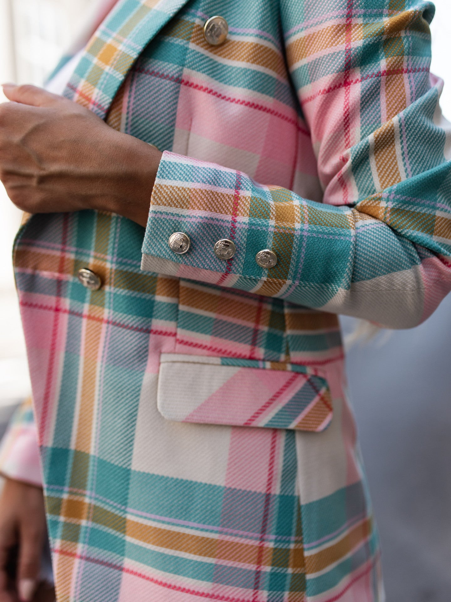 Blazer décontracté à carreaux imprimé automne-hiver pour femme