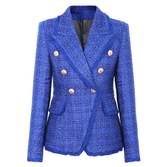 Printemps automne Blazer coupe ajustée petite veste laine frange tenue de femme haut