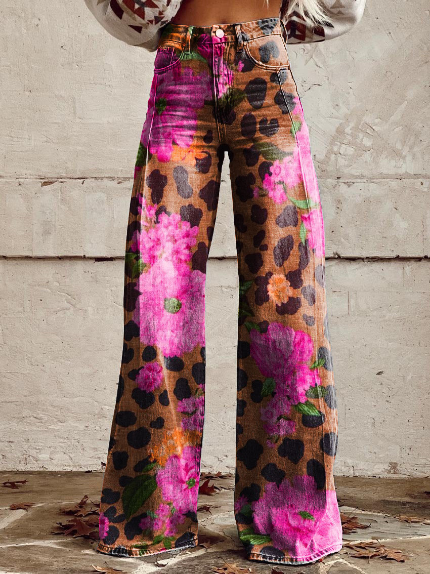 Pantalones casuales estampados de talla grande para mujer