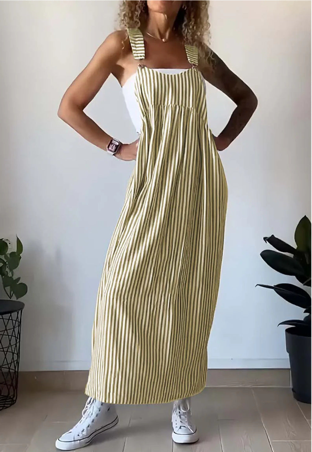 Summer Women Striped Overall Skirt