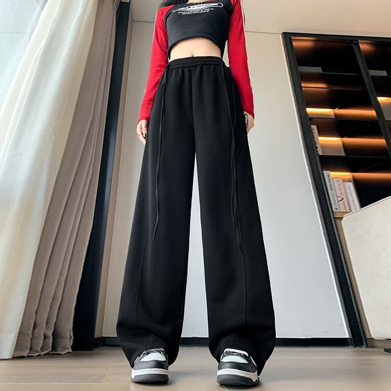 American Multi-color Straight Wide Leg Banana Pants High Waist Casual