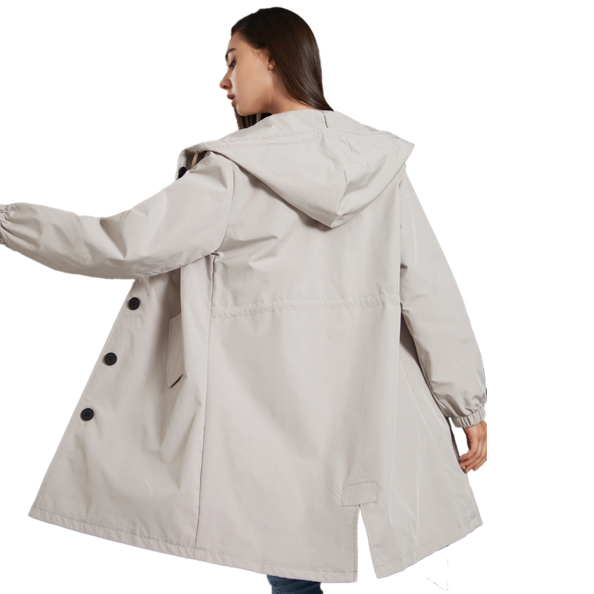 Otoño Invierno impermeable Anorak mujer Casual abrigo largo mujer suelta talla grande gabardina al aire libre