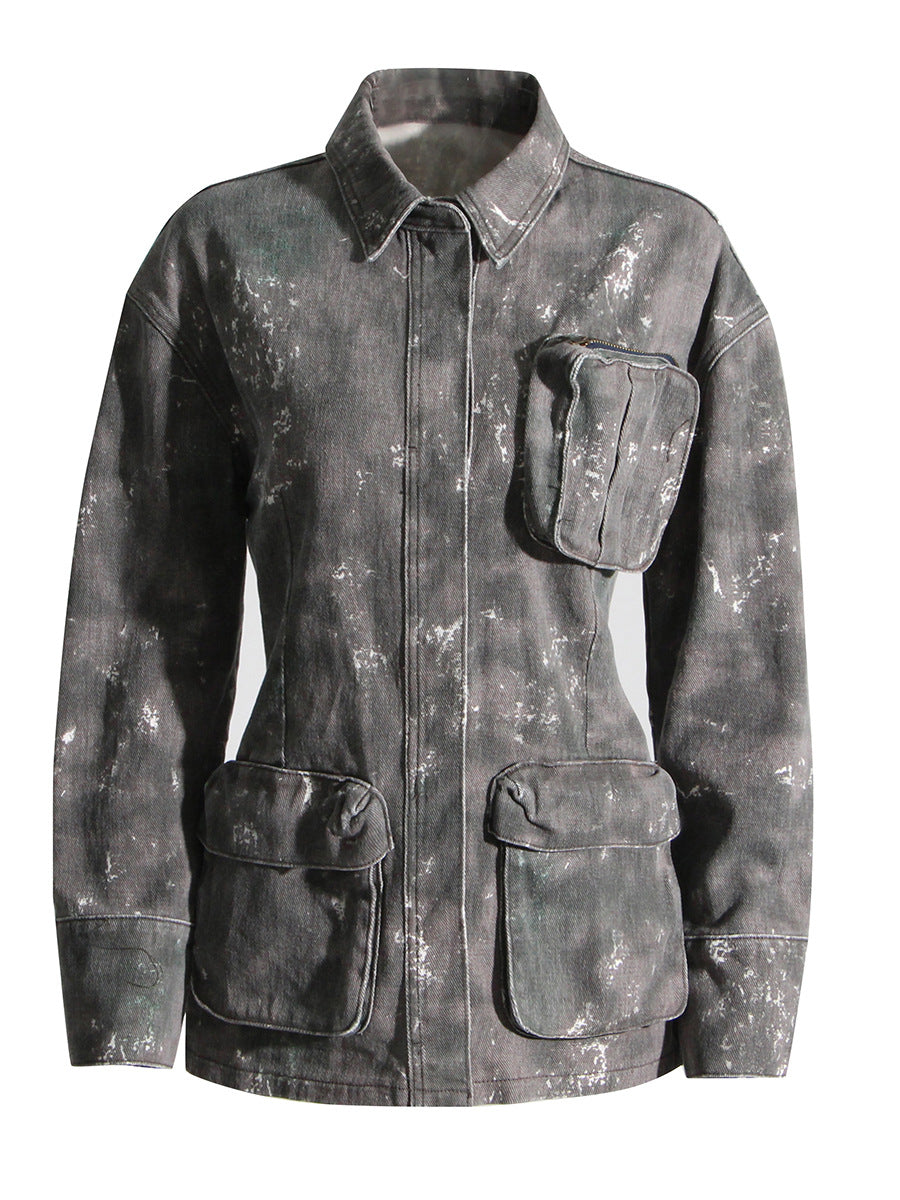 Veste Design de marque australienne, manteau de travail en trois dimensions avec fermeture éclair, poche décorative à la taille, Camouflage, vêtements de travail pour femmes