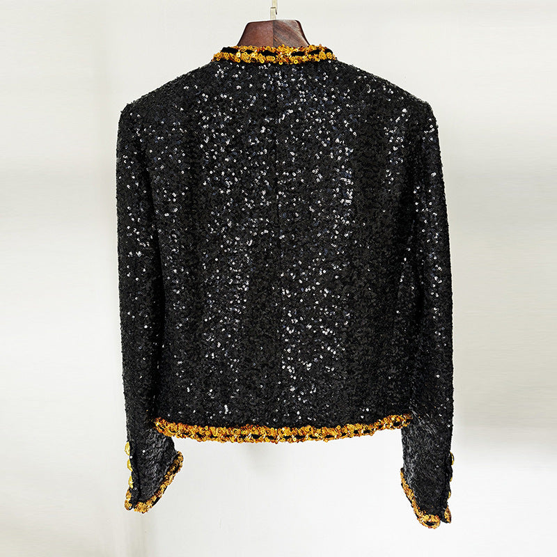 Goods Star Socialite Graceful Fashionable Heavy Embroidery Sequ Chain Short Jacket Cardigan Coat