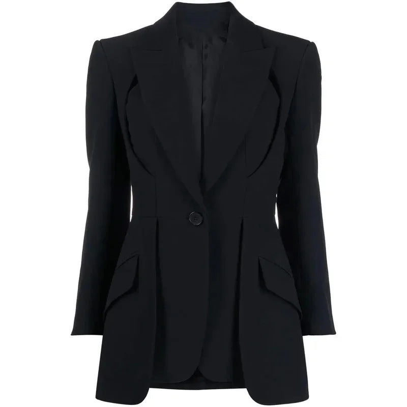 Elegant Small Blazer Women Autumn Comfort Casual Irregular Asymmetric Cinched Graceful Blazer