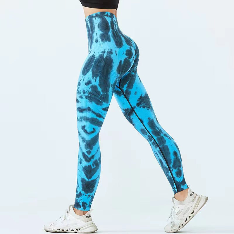 Pantalon de yoga sans couture à imprimé tie-dye pour femme