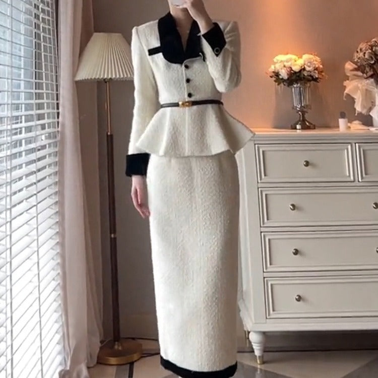 Elegant Elegant White Suit Socialite Woolen