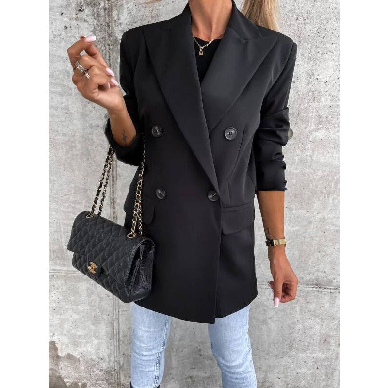 Blazer mi-long à double boutonnage pour femme