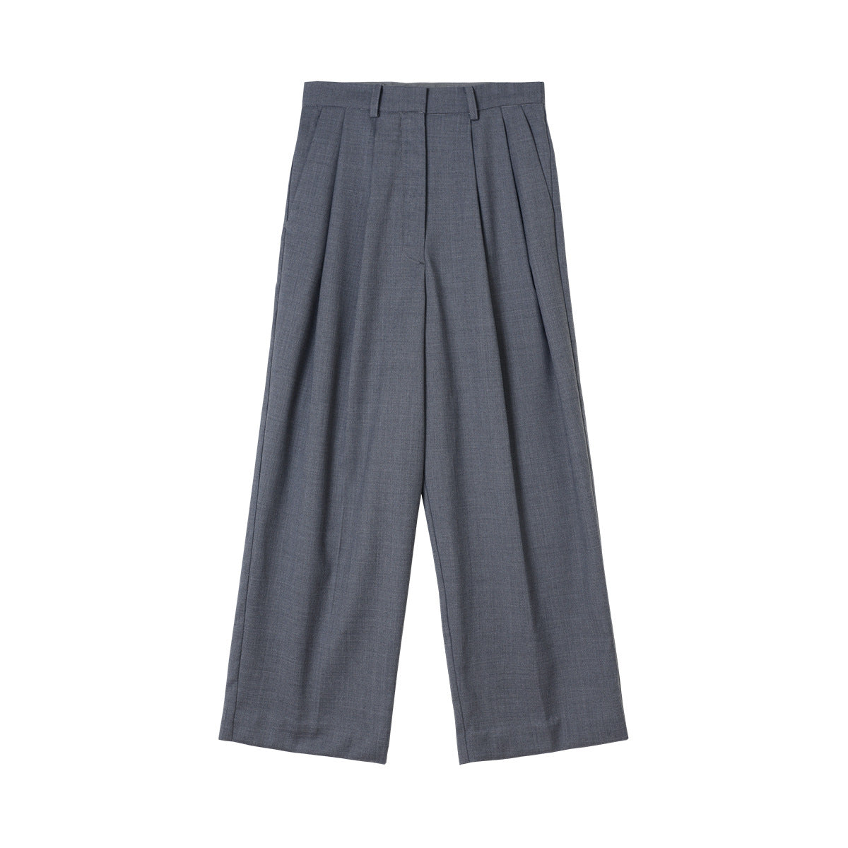 Pantalones de cintura alta plisados ​​de pierna ancha de estilo casual Gris oscuro