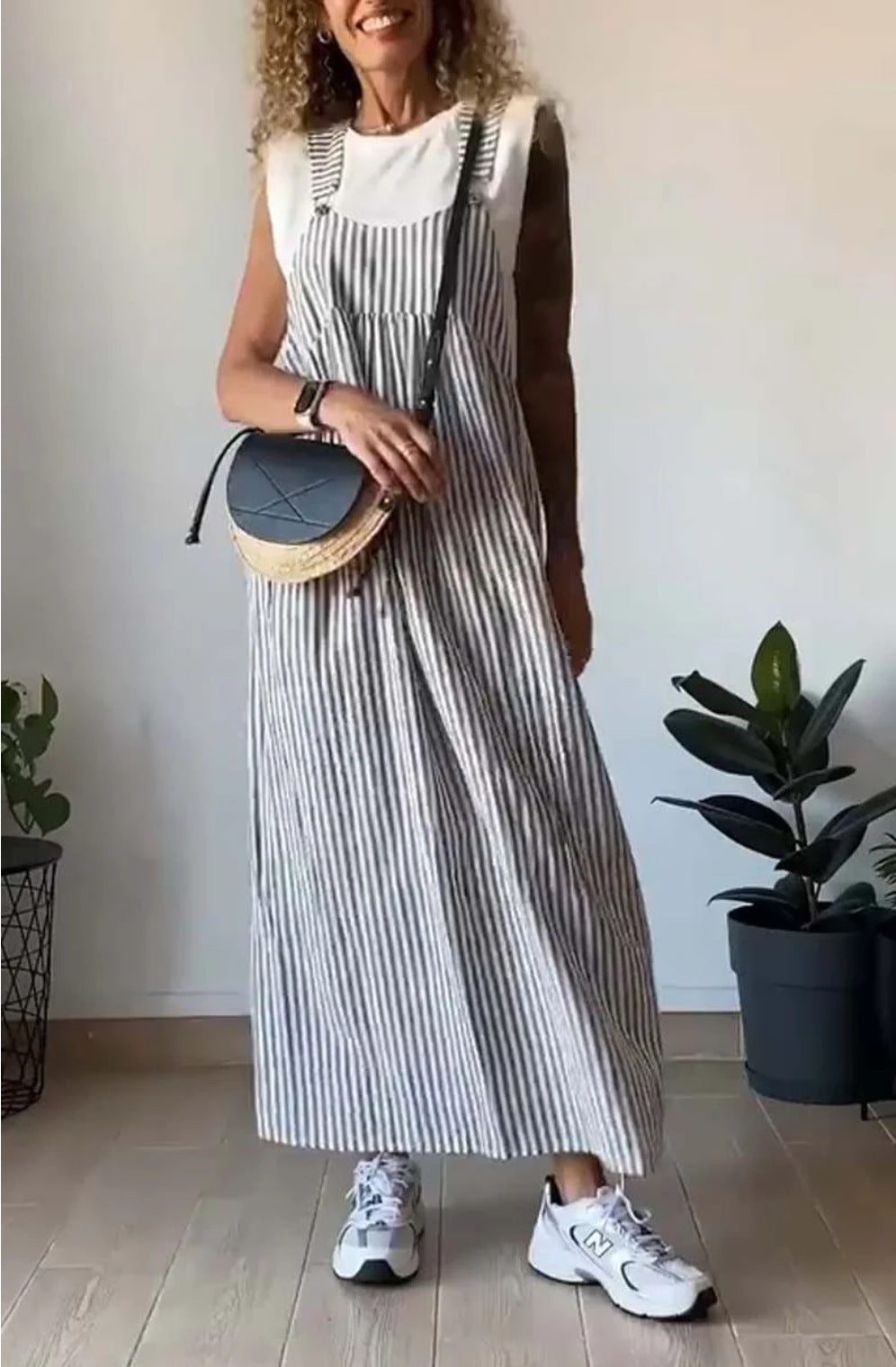 Summer Women Striped Overall Skirt