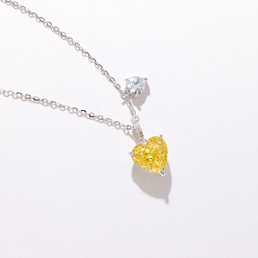 Collier Coeur Vent Froid Personnalité Simple Diamant Jaune