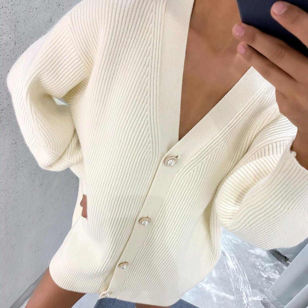 Sweater Coat Women Solid Color Casual Cardigan Loose Knitted Breasted Cardigan