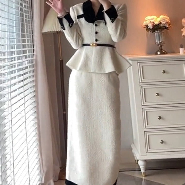 Elegant Elegant White Suit Socialite Woolen