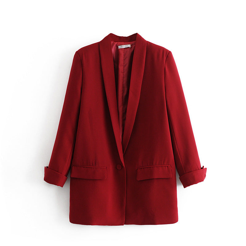 Blazer ample à un bouton pour femme, vêtement de début de printemps, à boucler, pour femme