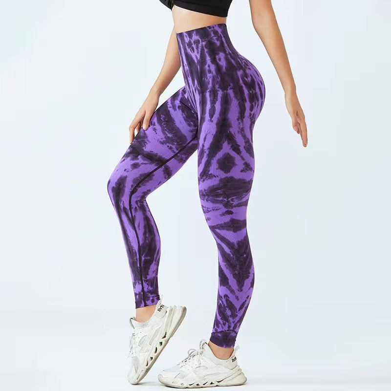 Pantalon de yoga sans couture à imprimé tie-dye pour femme