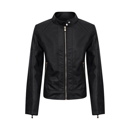 Veste en cuir synthétique pour femme, coupe slim, vêtements de moto, doublés en polaire, vêtements en cuir pour femme, automne hiver