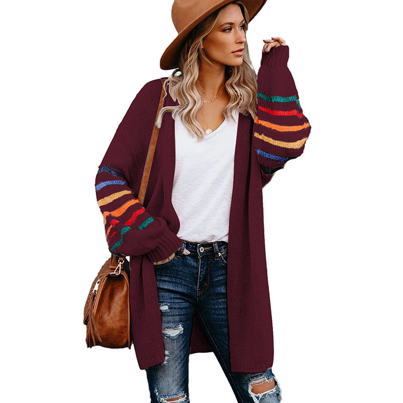 Otoño Invierno Cardigan suéter mujer ropa suelta manga larga abrigo de longitud media