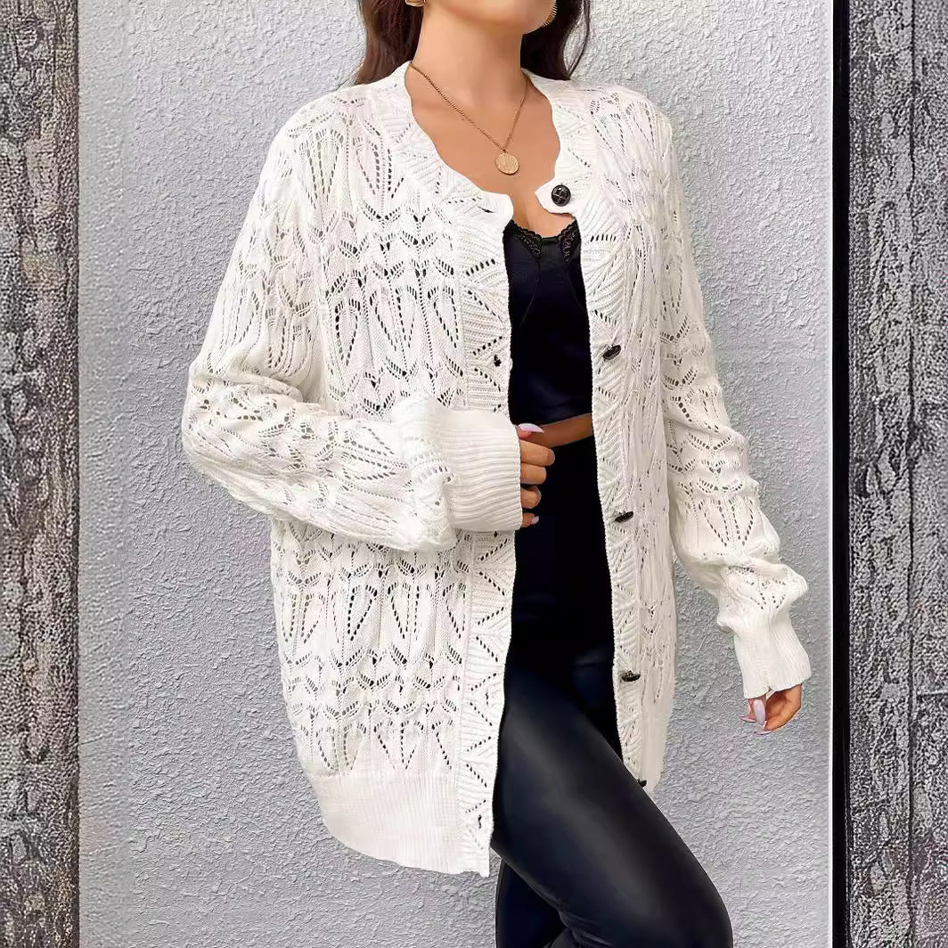 Sweater Women Clothing Custom Spring Autumn Cardigan Coat Sweater Hollow Out Cutout out