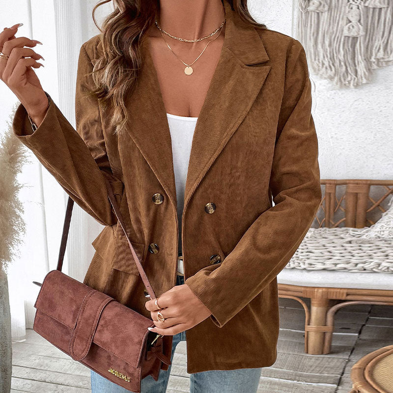 Autumn Winter Women Solid Color Corduroy Blazer Women