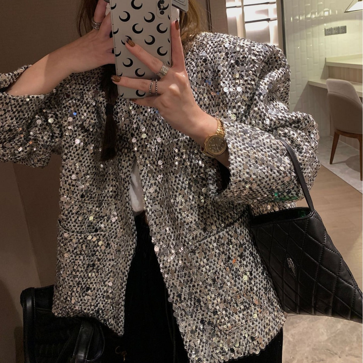 Blazer lumineux à paillettes pour femme