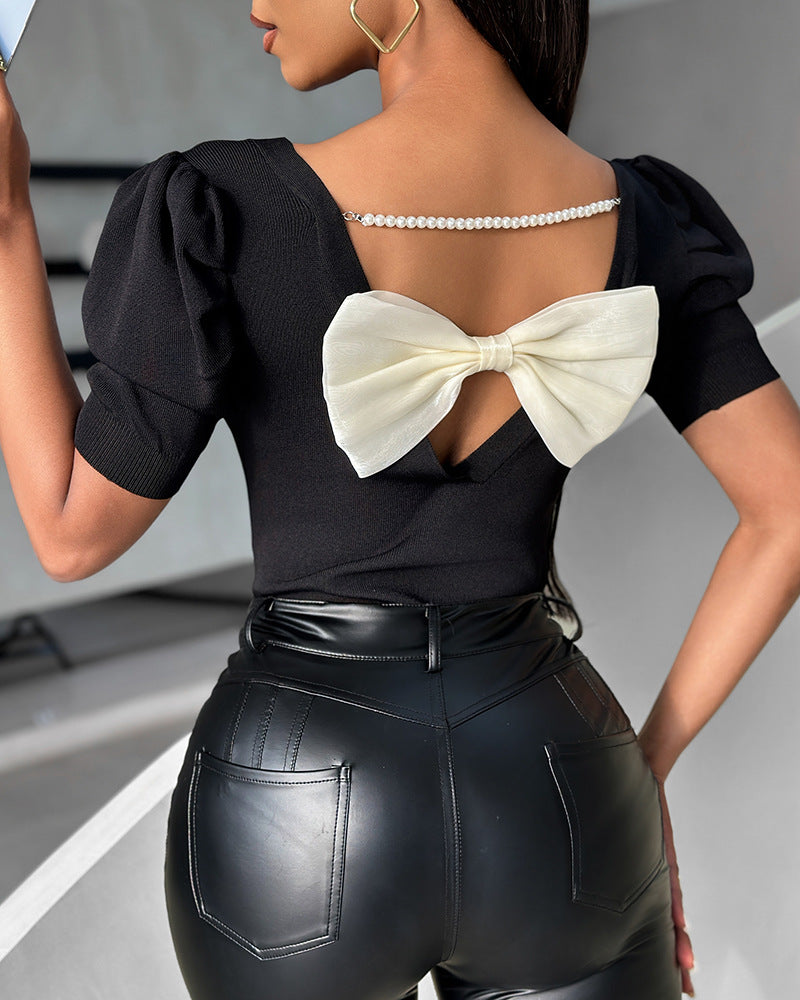 Women's Clothing Fashion Bowknot Design Blouse