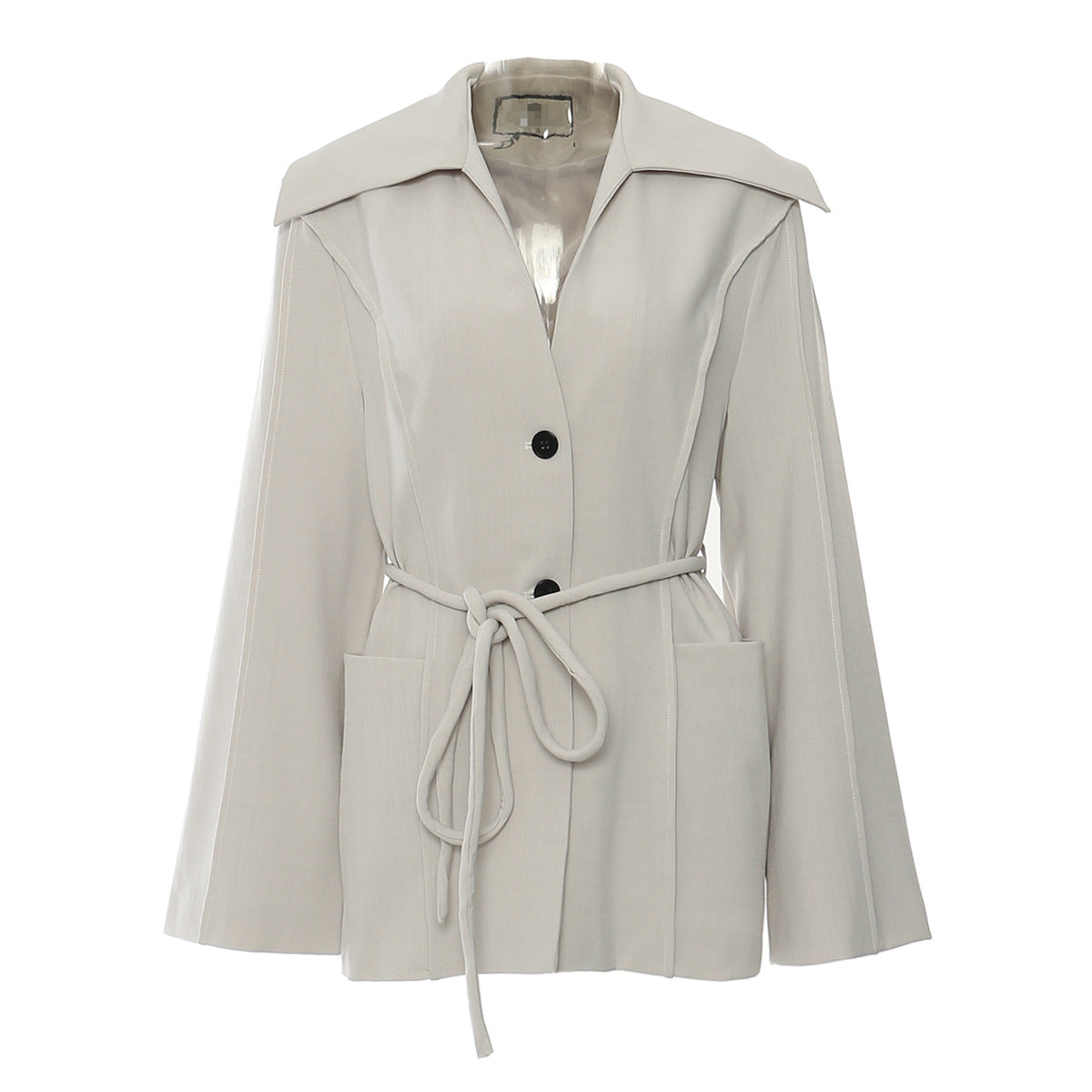 Autumn Winter Sailor Collar Rope Tight Waist Loose Version Blazer Tops Women