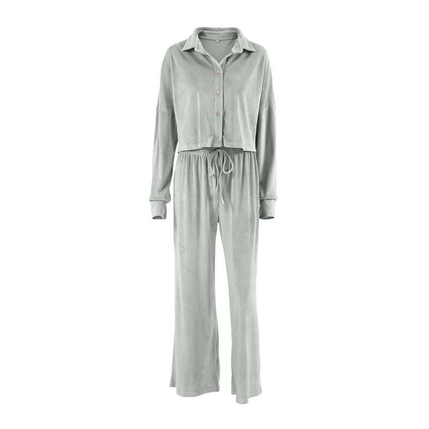 Pyjama à manches longues tricoté avancé pour femme, pantalon ample et décontracté, adapté à un usage quotidien, vêtements de maison