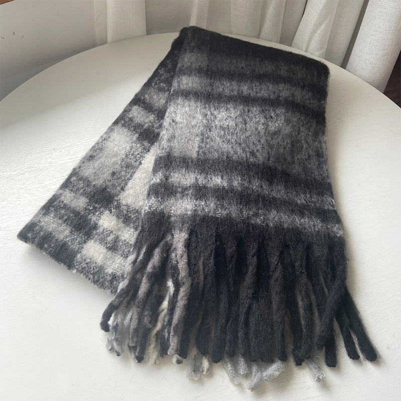 Classic Retro Cashmere Plaid Scarf Women Winter Warm Scarf Shawl