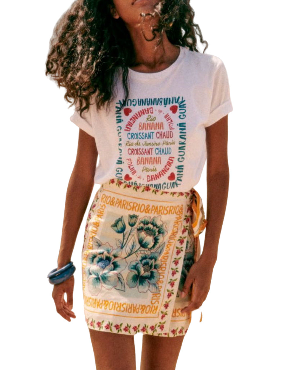 Falda de moda de playa con cordones estampada para mujer