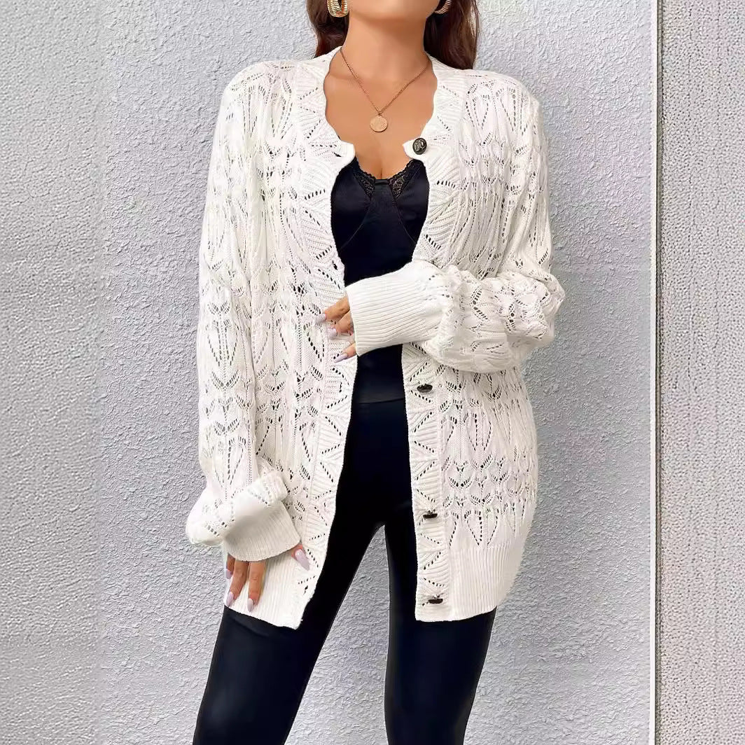 Sweater Women Clothing Custom Spring Autumn Cardigan Coat Sweater Hollow Out Cutout out