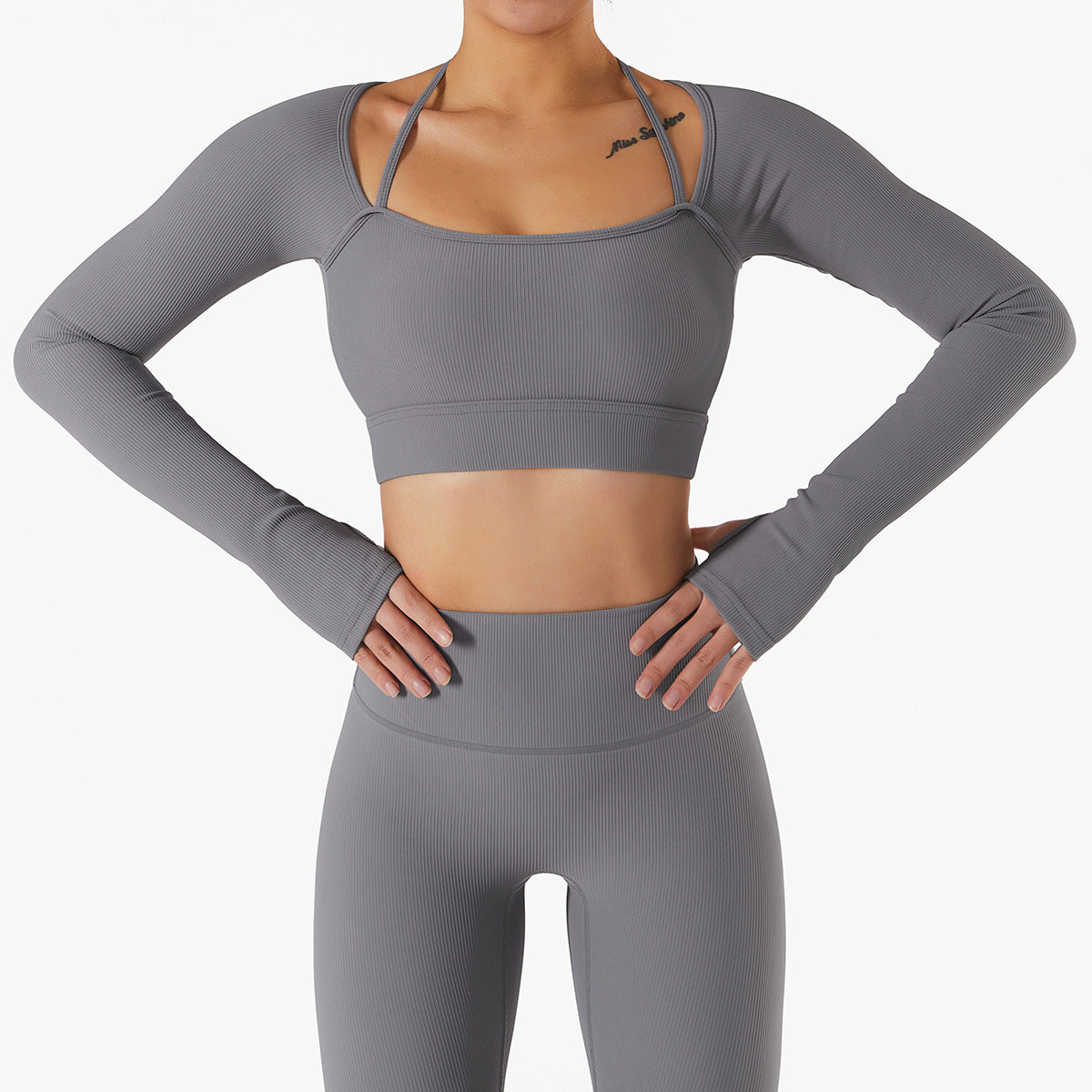 Ropa de entrenamiento de secado rápido para mujer, Top deportivo con almohadilla para el pecho, ropa de yoga de manga larga ajustada y ajustada