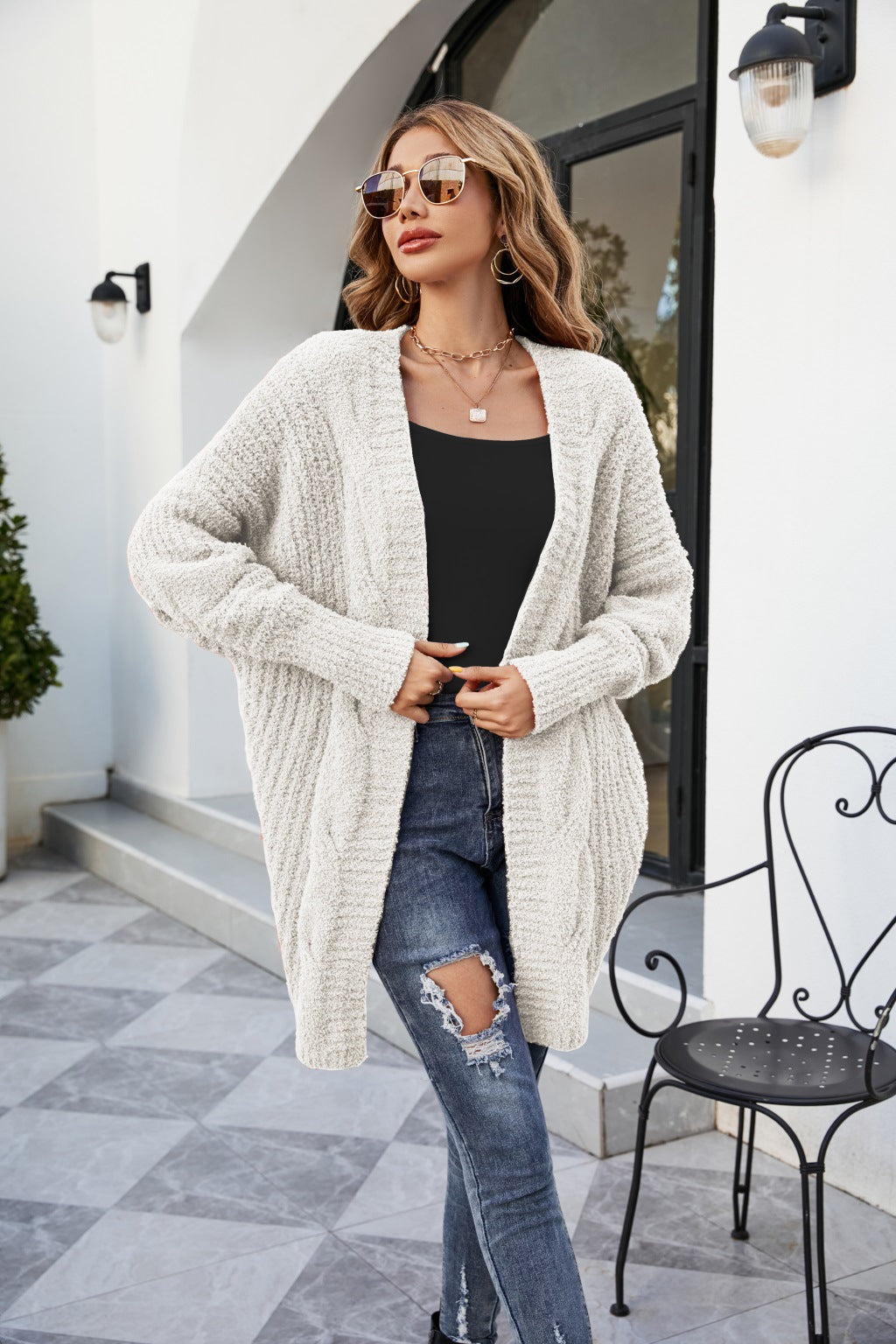 Winter Women Clothing V neck Twist Cardigan Thick Needle Sweater Coat Women