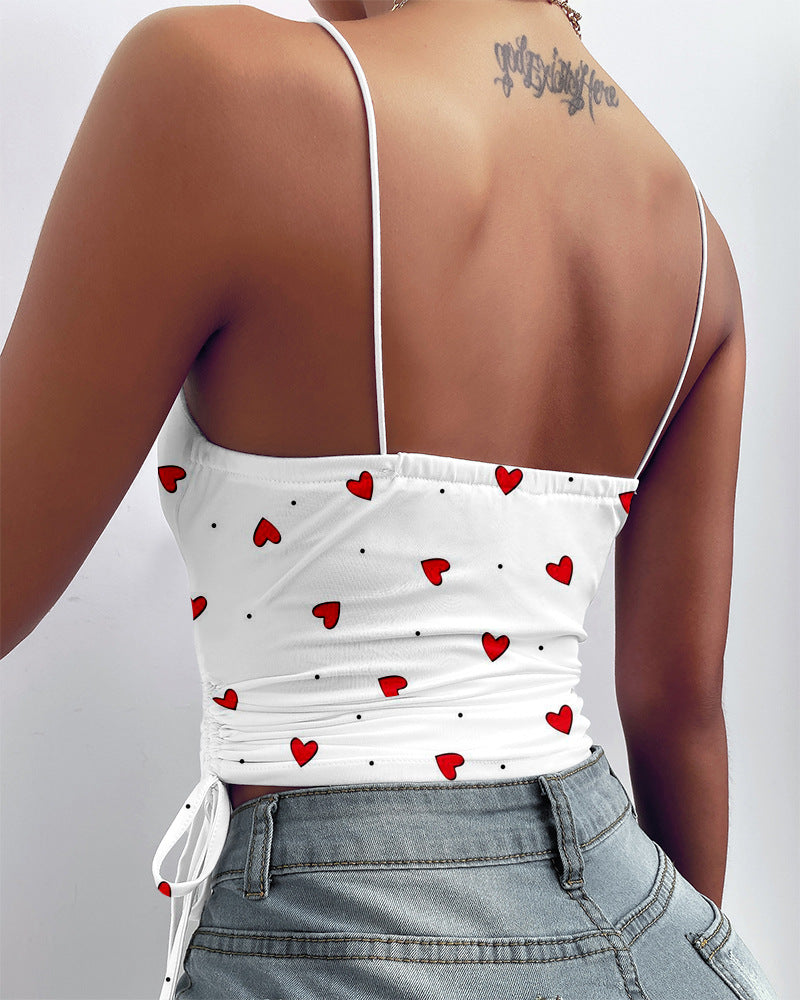 White Love Sling Drawstring Top