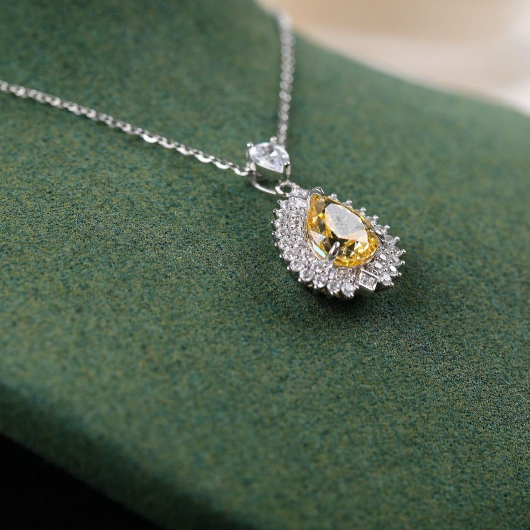 Pendentif en diamant jaune, collier en argent pour femme, Simple et léger, de luxe