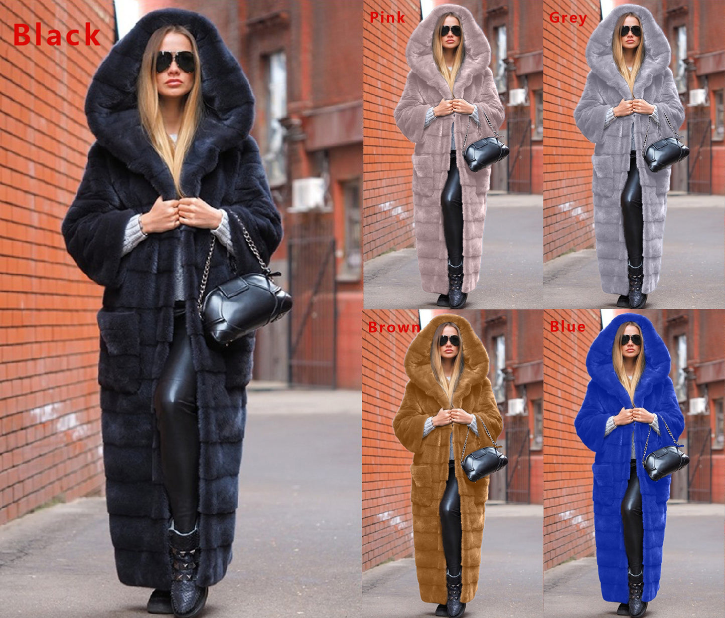 Autumn Faux Fur Coat Hooded Cotton Padded Coat Thickened Extended Plush Coat Women Coat Trench Coat Plus Size