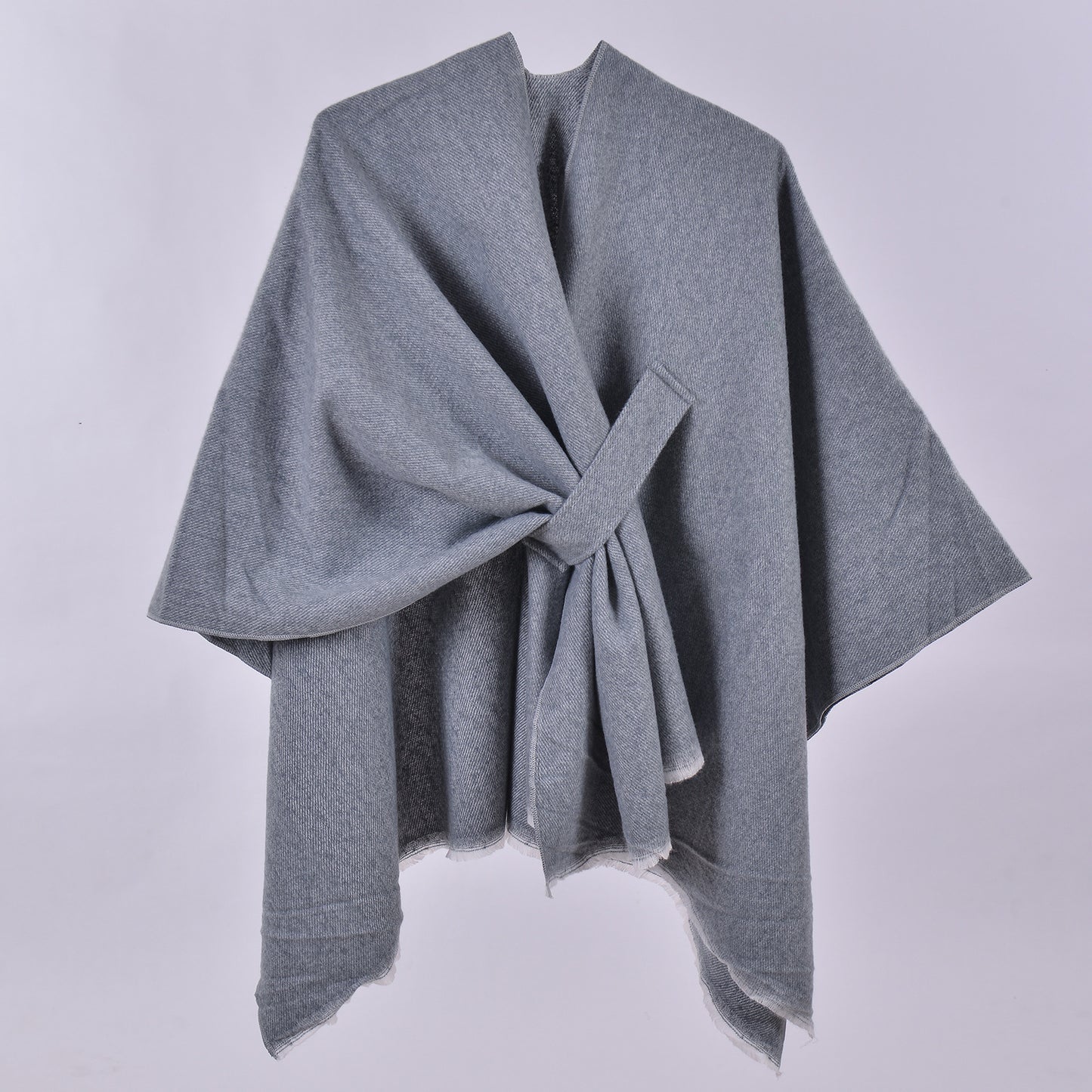 Women Autumn Winter Warm Cloak Simple Double Sided Solid Color Split Cashmere Like Outer Shawl