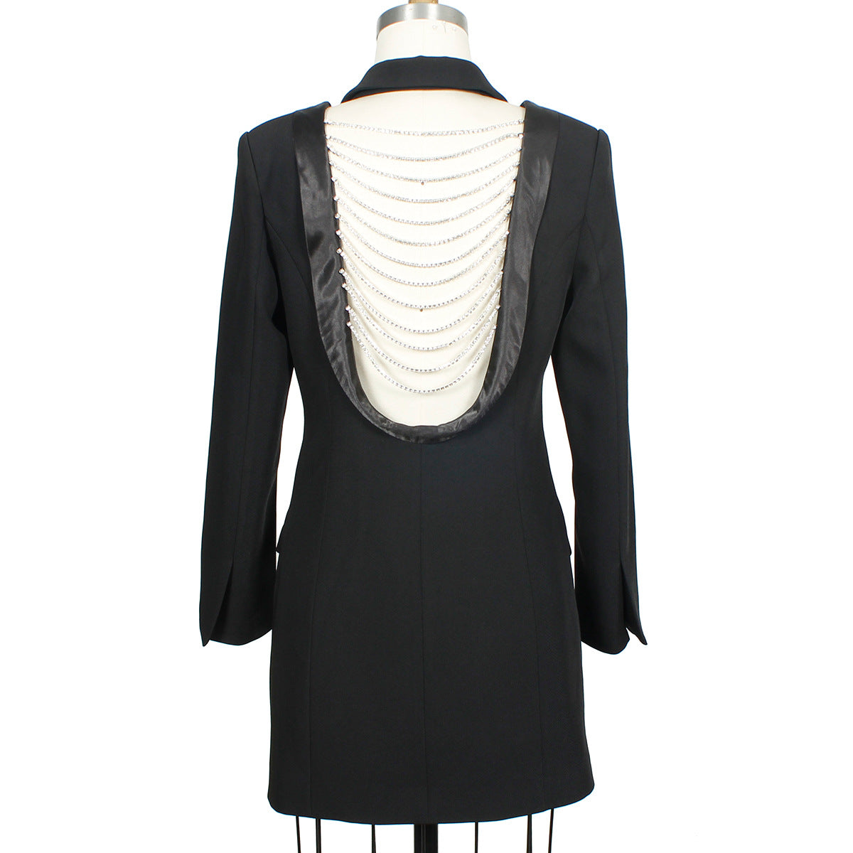 Autumn New Women Clothing Backless Sexy Diamond Chain Blazer Slim Design Jacket for Women