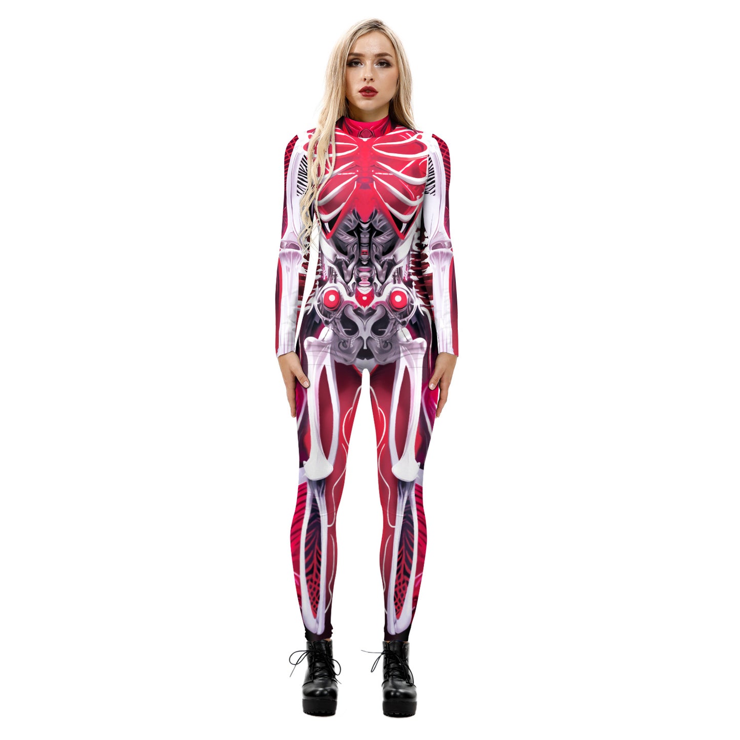 Halloween Digital Printing Armor Jumpsuit Performance Party Cosplay Clothes Long Sleeve Tights